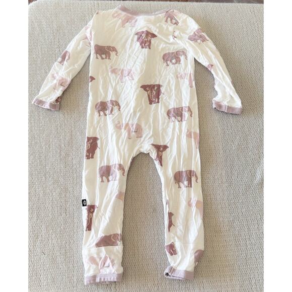 Kyte Baby White Purple Elephant Print Zip Up Romper Sleeper 12-18 Months Bamboo - Picture 3 of 4